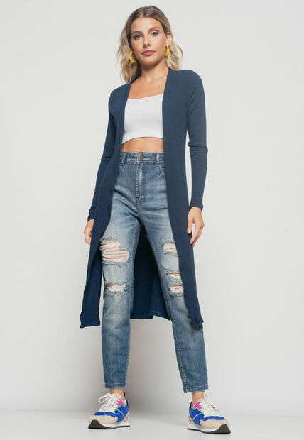 Image_Kimono  Alongado Manga Longa Canelado Azul Salvatore Fashion