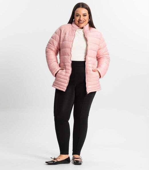 Jaqueta Plus Size Microfibra Secret Glam Rosa