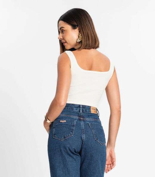 Top Cropped Ribana Básico Rovitex Branco