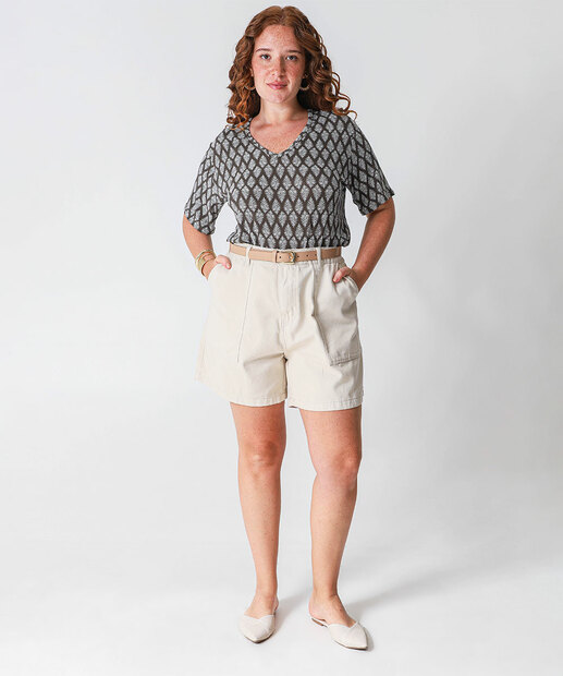 Blusa Plus Size Feminina Estampada Marisa Preto