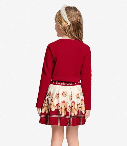 Conjunto de Blusa Com Saia Trick Nick Vermelho