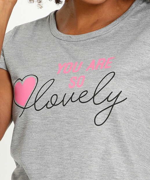 Pijama Feminino Estampa Poá E Frase Manga Curta