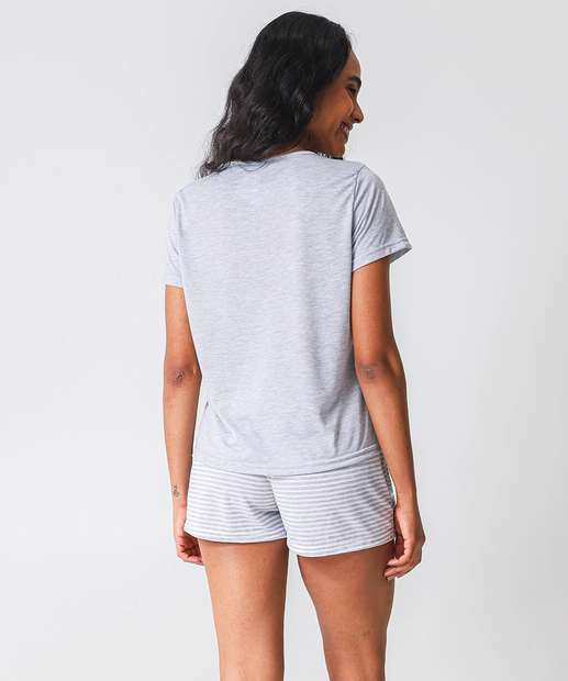 Pijama Feminino Estampado Marisa Cinza