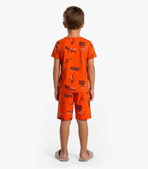 Pijama Infantil Camiseta e Bermuda Select Laranja