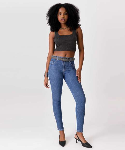 Calça Jeans Skinny Feminina Brilho Biotipo