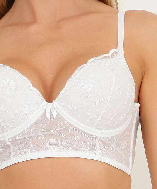Sutiã Bra Top Tule Bordado Com Bojo Marisa