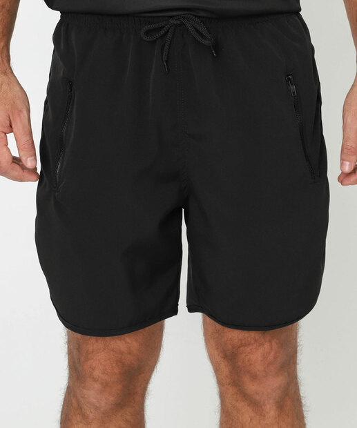 Bermuda Masculina Fitness Bolsos Zíper Marisa Preto