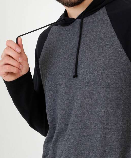 Camiseta Masculina Recorte Capuz Manga Longa MR
