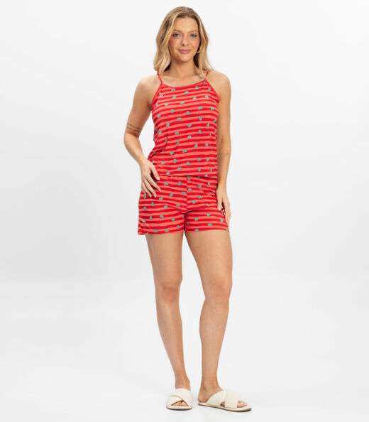 Short Doll Curto Feminino De Liganete Bella Ana Vermelho