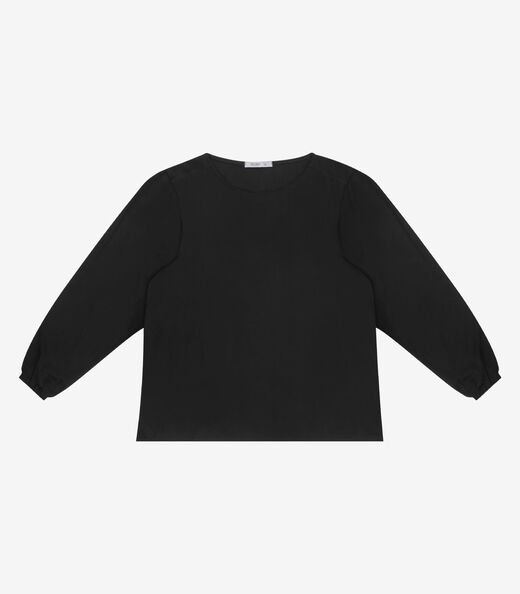 Blusa Manga Longa Viscose Plus Size Secret Glam Preto