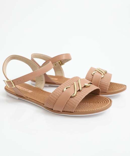 Sandália Feminina Rasteira Moleca Bege