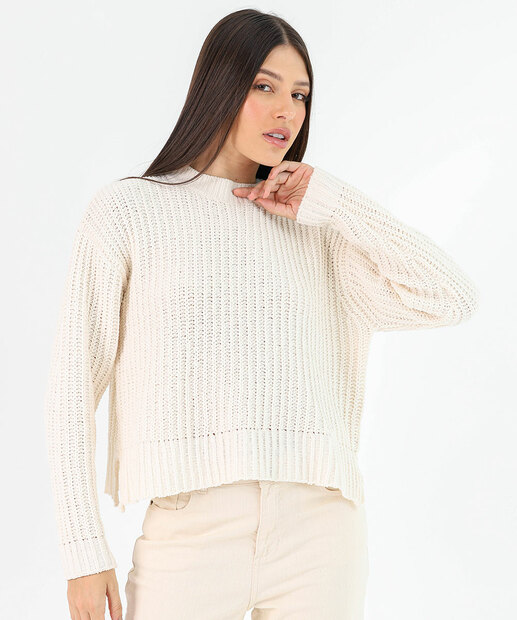 Image_Suéter Feminino Chenille Marisa Bege