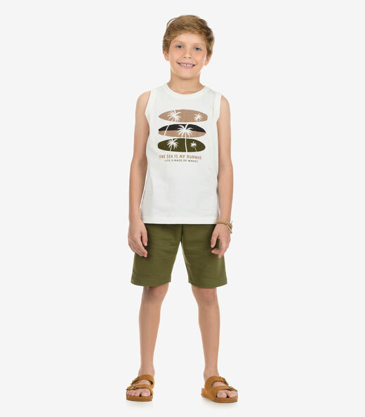 Conjunto Machão com Bermuda Menino Rovi Kids Bege