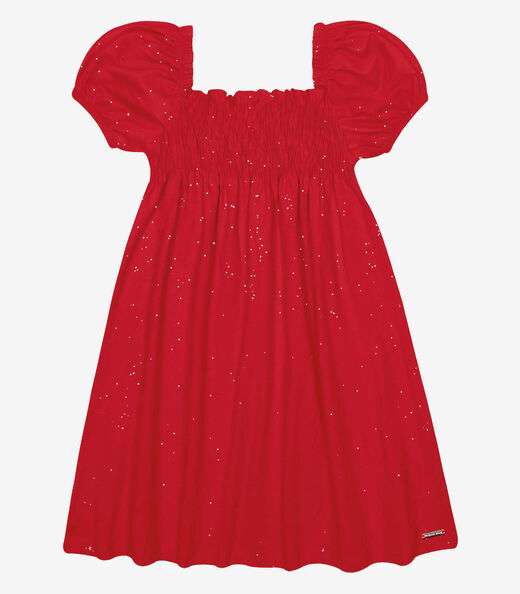 Vestido Curto Lastex Cotton Glitter Trick Nick Vermelho