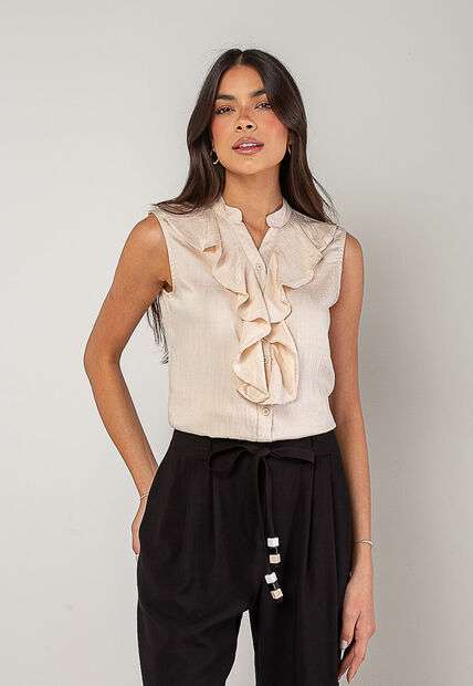 Regata Alfaiataria Com Babados Marfim Salvatore