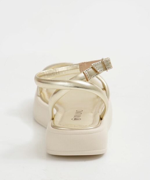 Sandália Flatform Feminina Metalizada Via Uno
