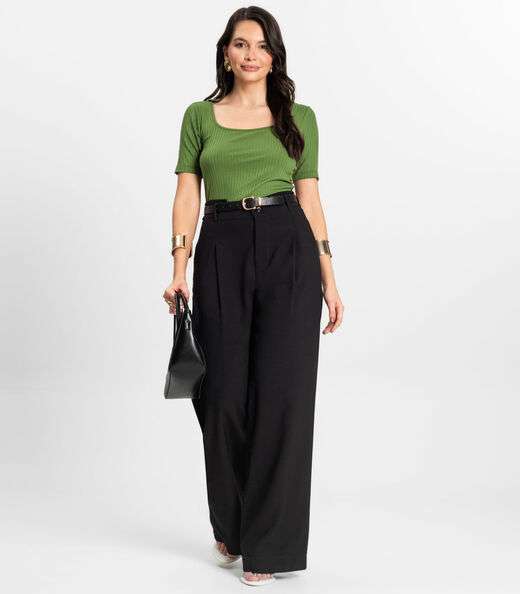 Blusa em Ribana Canelada Rovitex Verde