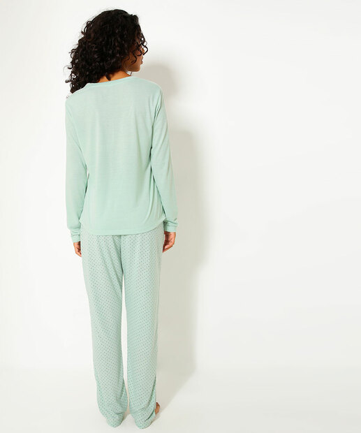 Pijama Feminino Estampa Poá Manga Longa Marisa