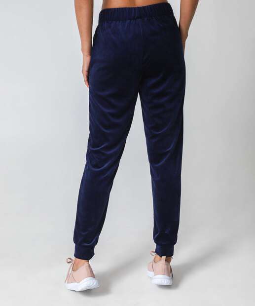 Calça Jogger Plush Feminina Fitness Marisa Azul