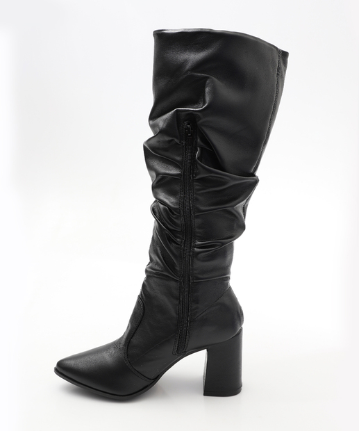 Bota Feminina Cano Alto Salto Grosso Via Uno Preto