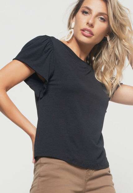 Image_Blusa  Princesa Com Detalhe Assimétrico Malha Preta