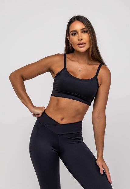 Top Suplex Poliamida Liso Preto Salvatore