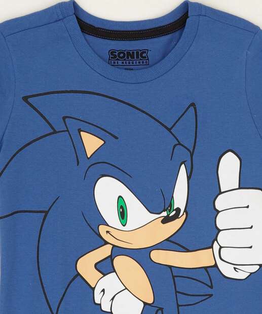 Camiseta Infantil Manga Curta Sonic Tam 4 a 10