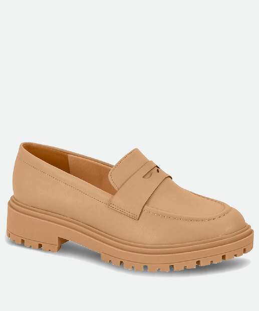 Mocassim Loafer Feminino Salto Grosso Tratorado Vizzano