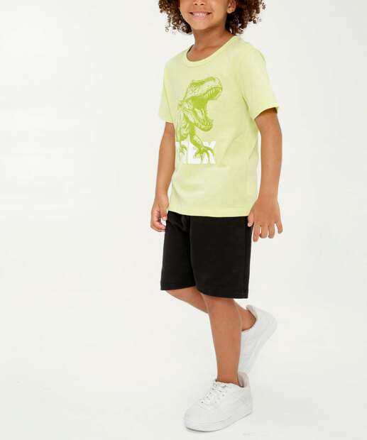 Camiseta Infantil Manga Curta Dinossauro MR Tam 4 a 10