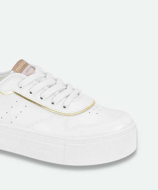 Tênis Casual Feminino Recorte Moleca Branco