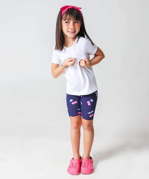 Camiseta Infantil Cotton Strass Marisa Tam 4 a 10 Branco