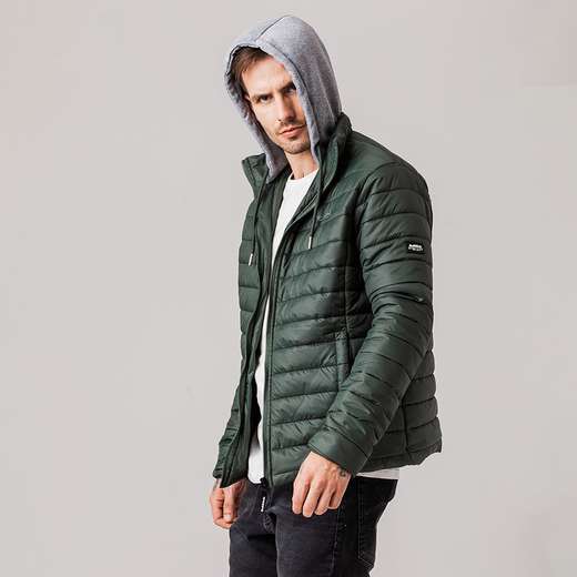 Jaqueta Puffer com capuz de moletom Masculina Rock e Soda