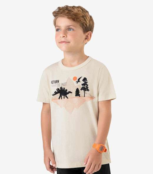 Conjunto Infantil Camiseta com Bermuda Rovi Kids Bege