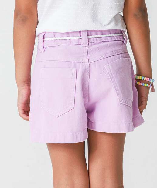 Short Infantil Sarja Marisa Tam 4 a 10 Lilás