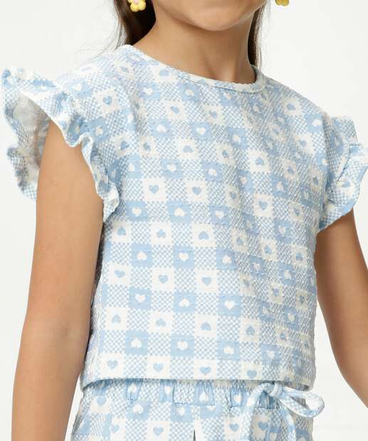 Blusa Infantil  Estampa Xadrez E Corações Marisa Tam 4 a 10