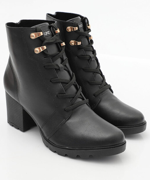 Bota Feminina Coturno Salto Grosso Via Uno 475041 Preto