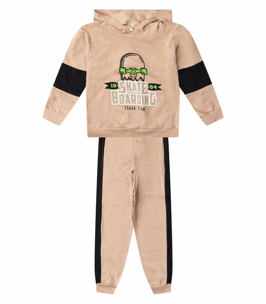 Conjunto Moletom Menino Blusão E Calça Select Bege
