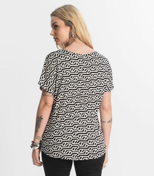 Blusa Feminina Estampada Rovitex Preto