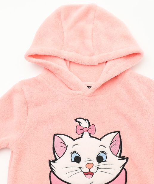 Blusão Infantil Fleece Capuz Bordado Marie Tam 1 a 3 Rosa