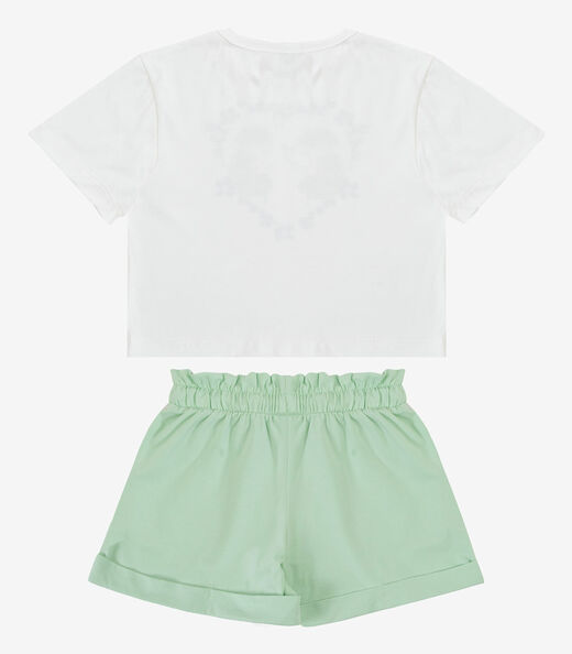 Conjunto Infantil Menina Blusa Com Shorts Select Bege