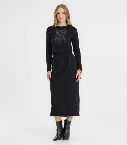 Blusa Feminina Manga Longa Em Molecotton Rovitex Preto