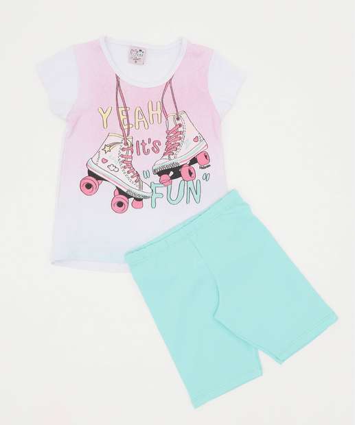 Conjunto Infantil Estampa Patins Marisa Tam 4 a 10