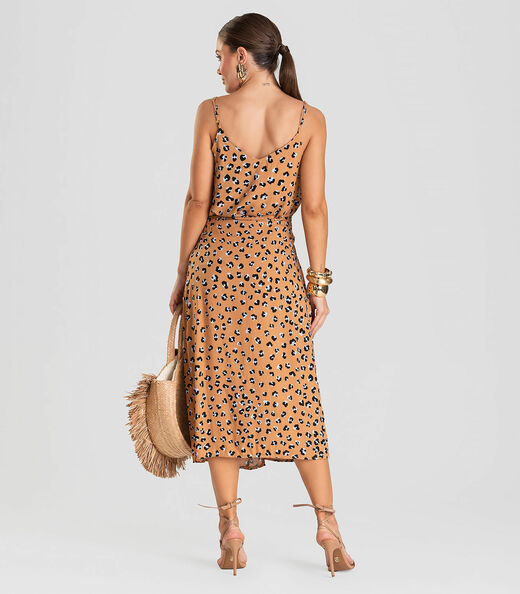 Blusa de Alça Feminina Estampada Dianna Bege