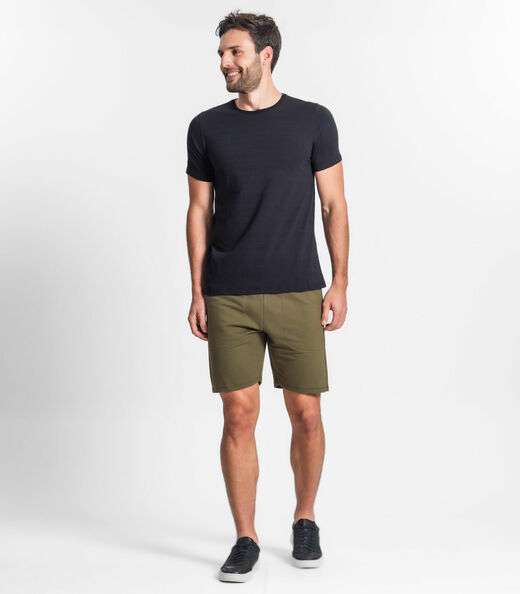 Camiseta Masculina Meia Malha Maquinetada Diametro Preto