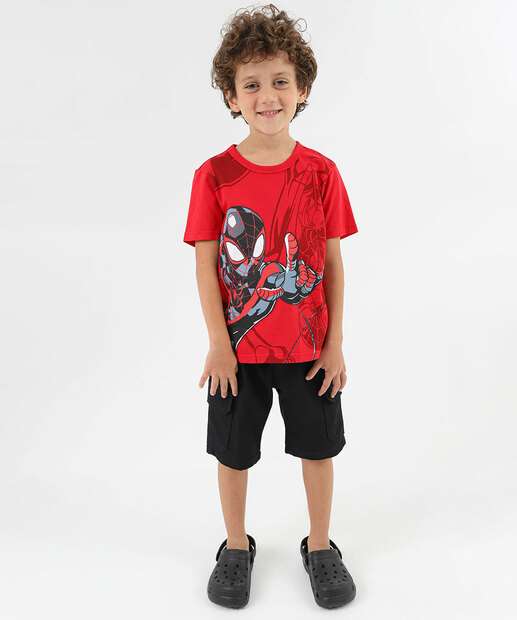 Camiseta Infantil Homem Aranha Marvel Tam 4 a 10 Vermelho