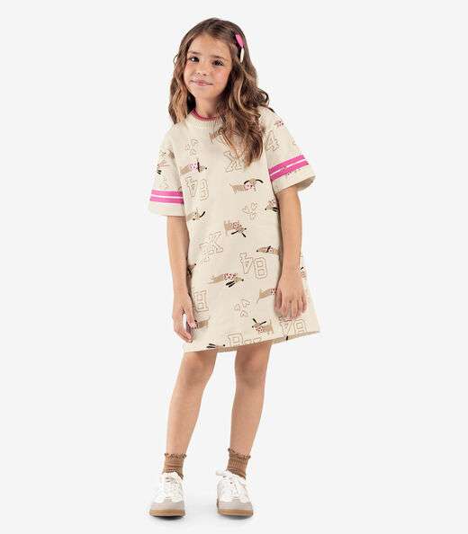 Vestido Infantil Moletinho Basic Rovi Kids Bege