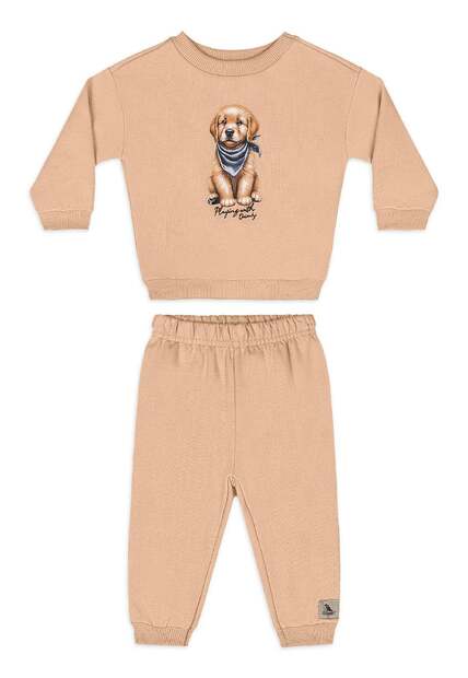 Conjunto Bebê Golden Moletom Quimby Marrom