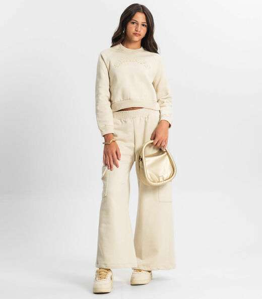 Blusão Juvenil Feminino Em Moletom Minty Bege