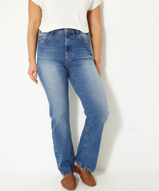 Calça Jeans Puídos Reta Feminina Marisa