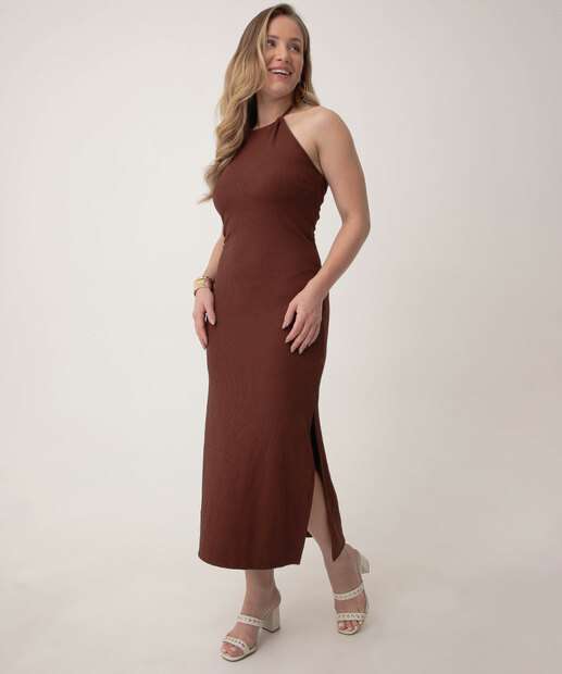 Vestido Midi Feminino Frente Única Marisa
